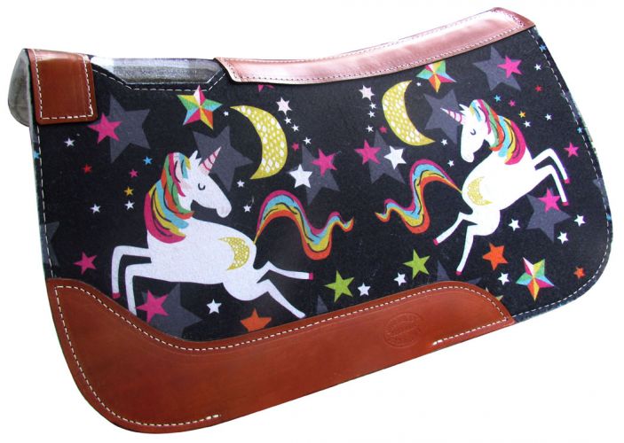 Showman PONY SIZE 24" x 24" Dreaming Unicorn printed solid felt saddle pad